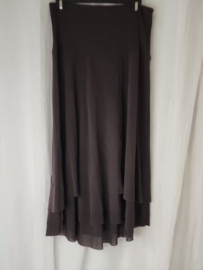 CAbi Dark Brown High-Low Tiered Skirt